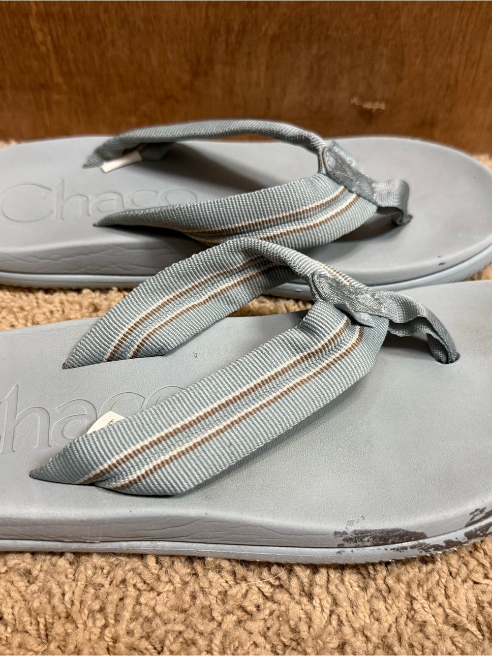 Chaco Light Slate Blue Fabric Strap Flip Flop Sandals